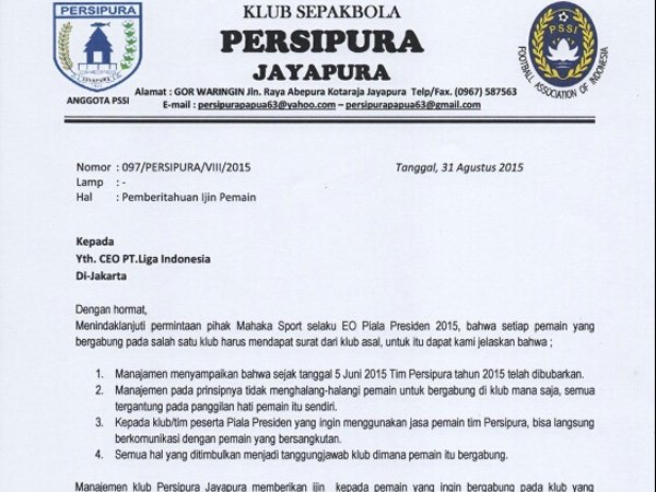 Persipura Restui Pemainnya Untuk Pindah Klub