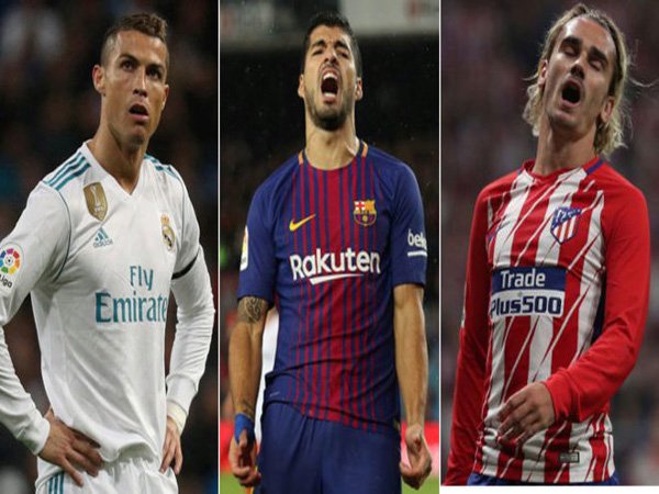 Paceklik Gol Terus Melanda Ronaldo, Suarez dan Griezmann