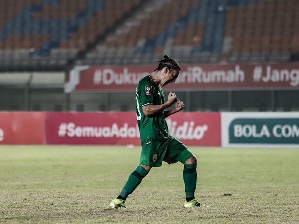 Pemain PSS SLeman Kim Jeffrey Kurniawan saat tampil di Piala Menpora 2021