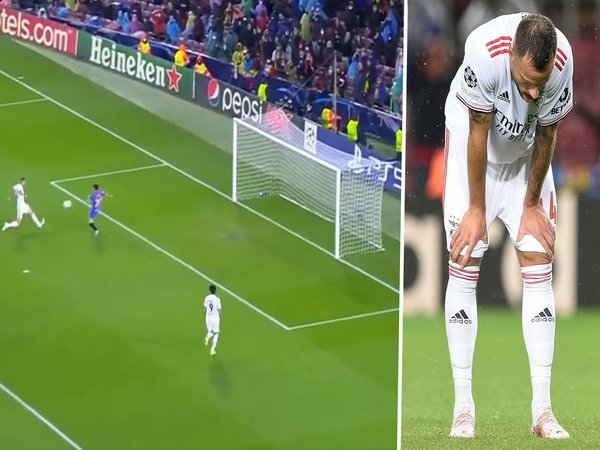 Inilah momen di mana Haris Seferovic gagal membobol gawang Barcelona di saat gawang tim asal Katalan tersebut sudah kosong melompong pada laga melawan Benfica dini hari tadi (24/11) / via Goal