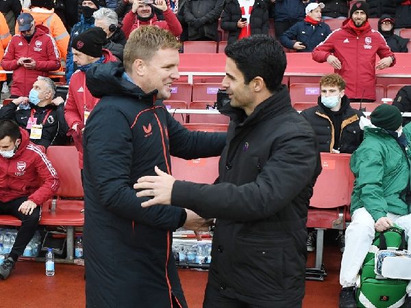 Bos Arsenal Mikel Arteta dan pelatih kepala Newcastle United, Eddie Howe