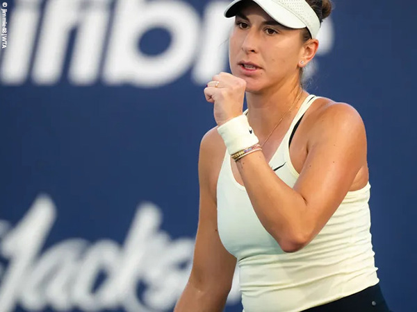 Belinda Bencic dives Leylah Annie Fernandez in Miami