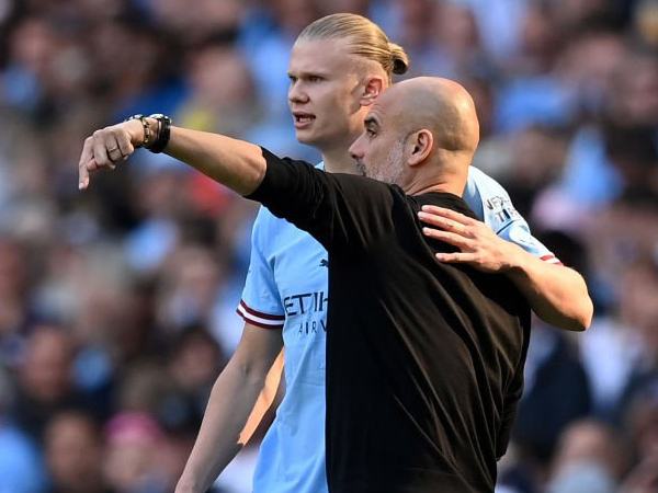 Erling Haaland dan Pep Guardiola.