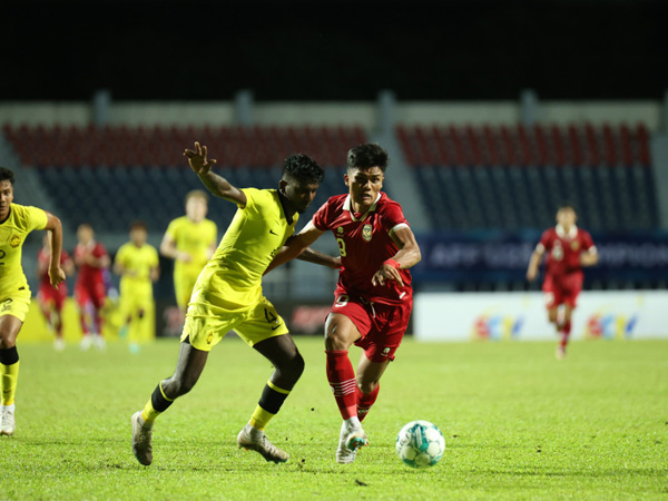 Penyerang timnas Indonesia U-23 Ramadhan Sananta di laga pertama kontra Malaysia