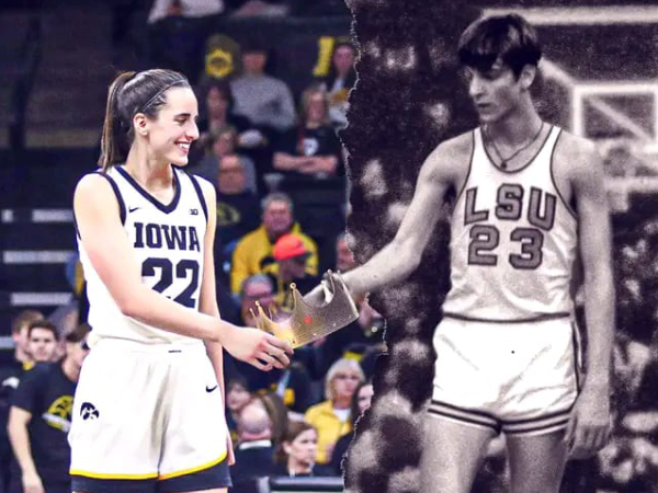 Caitlin Clark (kiri) mematahkan rekor 54 tahun milik Pete Maravich. (Foto: ESPN)