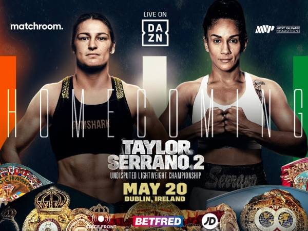 Katie Taylor (kiri) dan Amanda Serrano. (Foto: DAZN)