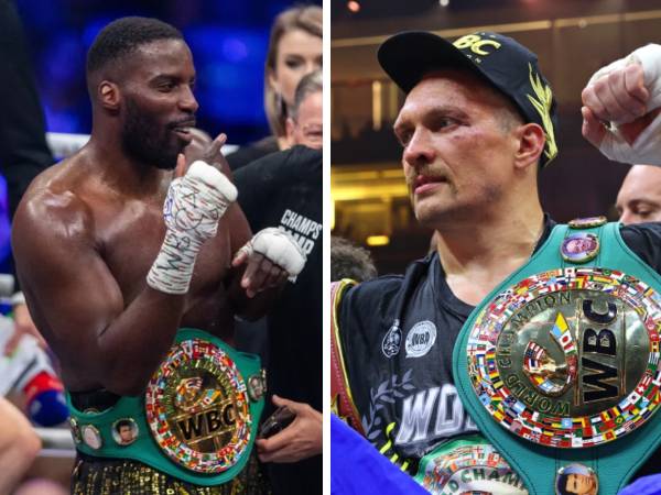 Lawrence Okolie (kiri) dan Oleksandr Usyk. (Foto: TALKSports)