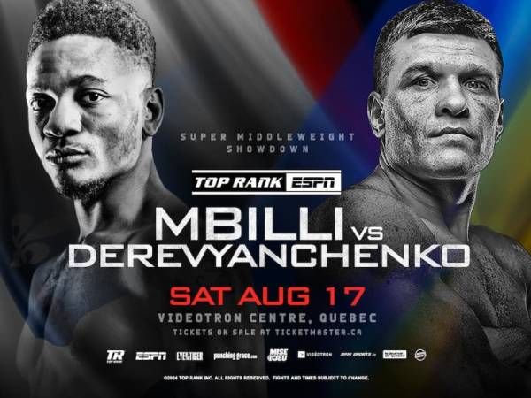 Christian Mbilli challenges Sergiy Derevyanchenko in Canada on August 17