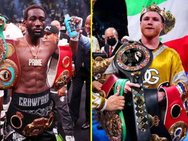 Terence Crawford (kiri) dan Canelo Alvarez. (Foto: talkSPORT)