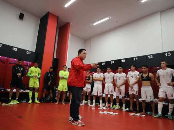 Ketua Umum PSSI, Erick Thohir memotivasi skuat timnas Indonesia