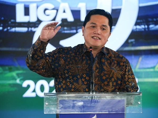 Ketua Umum PSSI Erick Thohir saat peluncuran Liga 1 musim depan