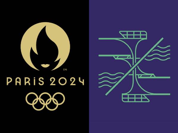 Gambar pictogram kompetisi loncat indah untuk Olimpiade Paris 2024. (Foto: Olympics)