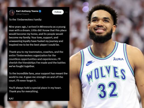 Karl-Anthony Towns ucapkan perpisahan melalui platform X. (Foto: AP)