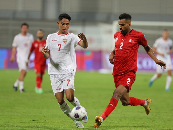 Gelandang timnas Indonesia, Marselino Ferdinan di laga kontra Bahrain