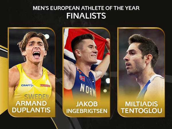 Tiga finalis Atlet Putra Terbaik Eropa 2024: Armand Duplantis, Jakob Ingebrigtsen dan Miltiadis Tentoglou. (Foto: X.com)