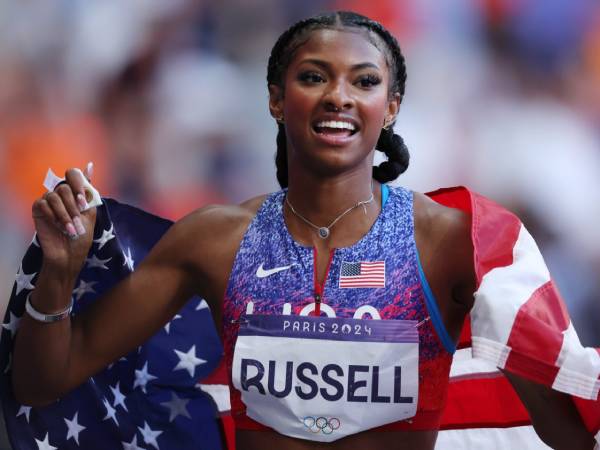 Masai Russell merupakan juara lari gawang 100 meter di Olimpiade Paris. (Foto: Inside The Games)