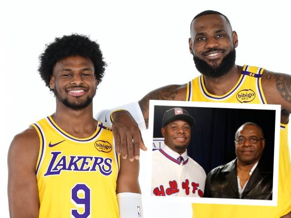 Duet ayah anak Los Angeles Lakers, Lebron-Bronny James (Inset: Ken Griffey Sr Dan Jr). (Foto: AP)