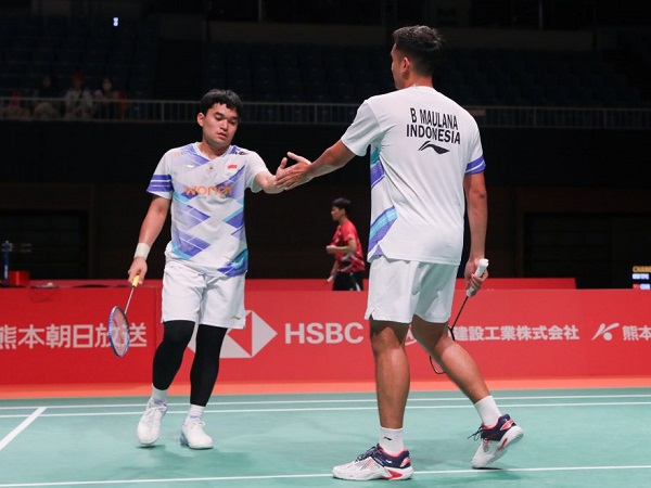 Leo/Bagas susah payah menangi laga 32 besar Kumamoto Masters 2024.