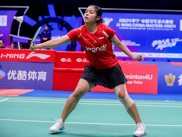 Gregoria Mariska Tunjung kecewa berat tersingkir di babak 32 besar China Masters 2024.