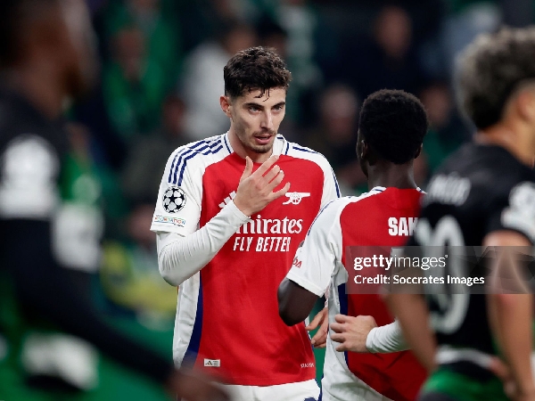 Penyerang Arsenal, Kai Havertz, ikut mencetak gol ke gawang Sporting Lisbon