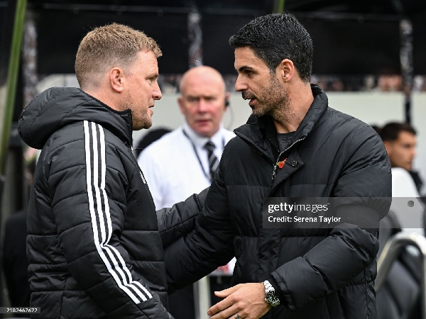 Manajer Newcastle United, Eddie Howe, dan bos Arsenal Mikel Arteta